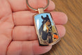 Oblong rose gold metal keyring, custom picture, personalised gift.