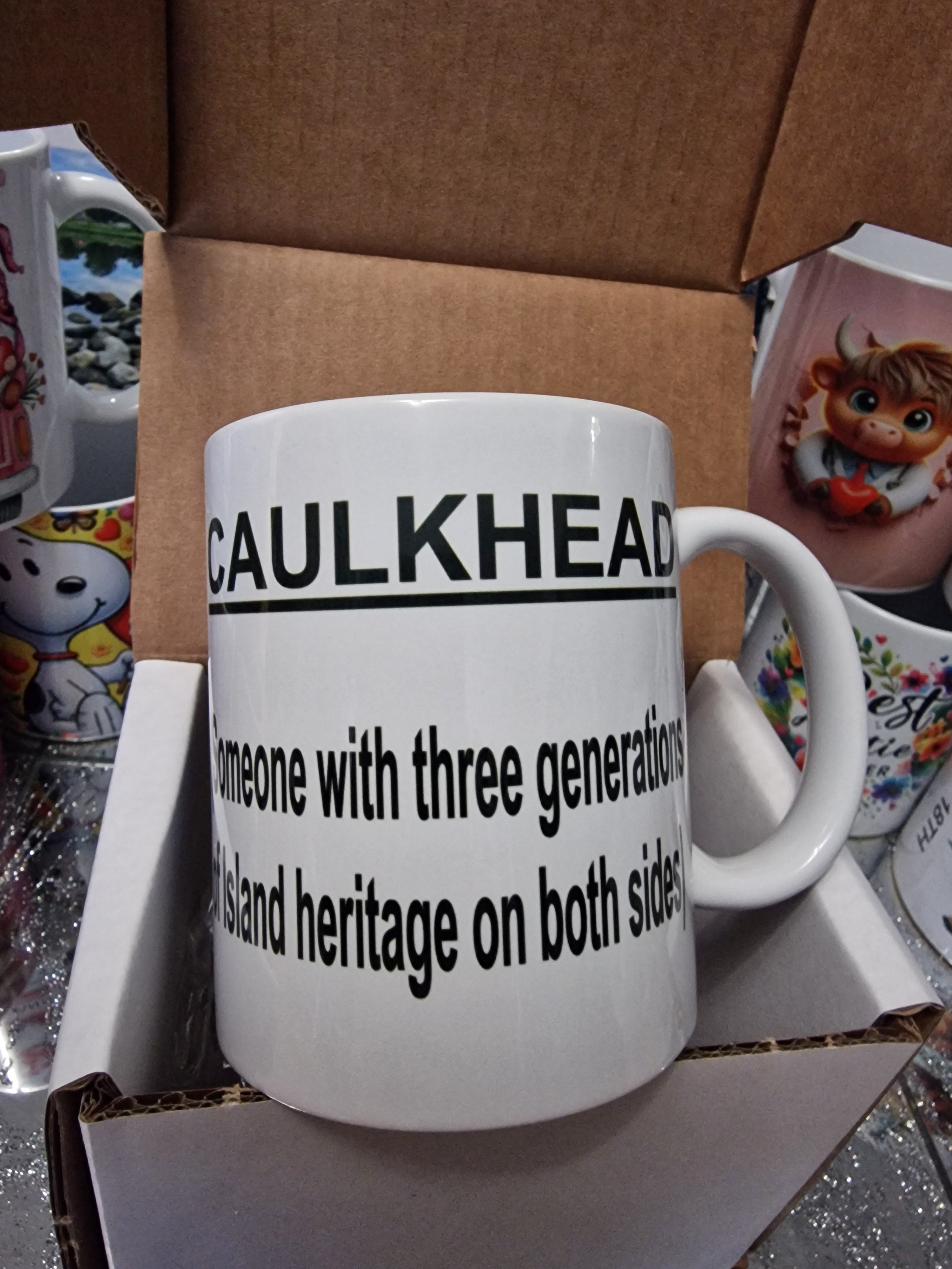 Isle of Wight Caulkhead mug. Isle of Wight flag and dialect.